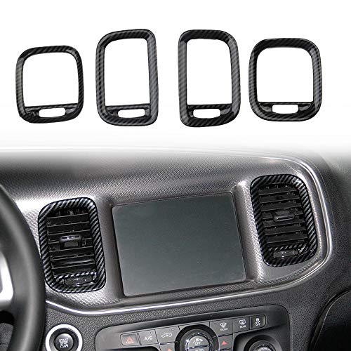 crosselec Carbon Fiber Air Vent Cover AC Outlet Trim kit for Dodge Charger 2011-2014 - Image 1