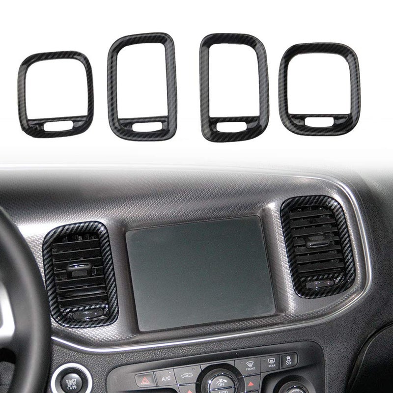 crosselec Carbon Fiber Air Vent Cover AC Outlet Trim kit for Dodge Charger 2011-2014 - Image 2