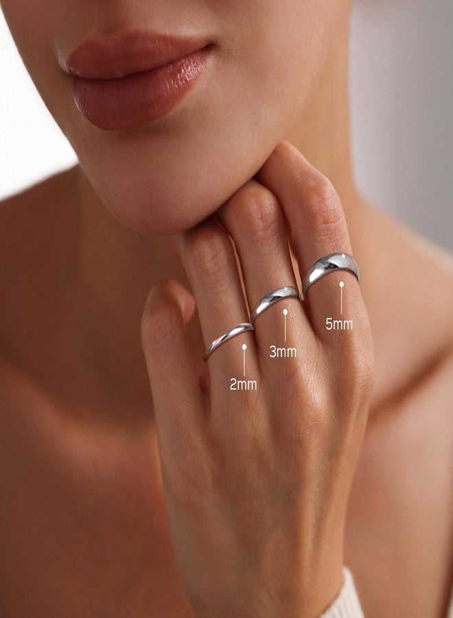 ChicSilver خاتم زفاف من الفضة الاسترلينية 925 بتصميم أنيق، نحيف، لامع، قبة بسيطة، مقاوم للتآكل، مريح للارتداء، بحجم 2 مم، مقاس 9 - Image 3