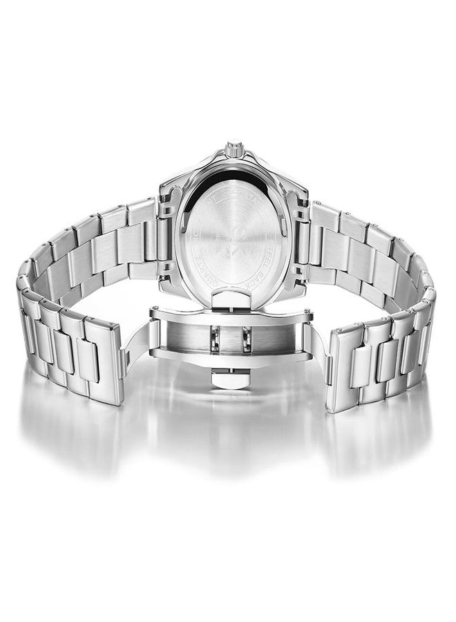 SHENGKE Minimalist Quartz Watches for Women with Date Stainless Steel Strap and Color Dial Fashion, Silver-Green, Bracelet - Image 4