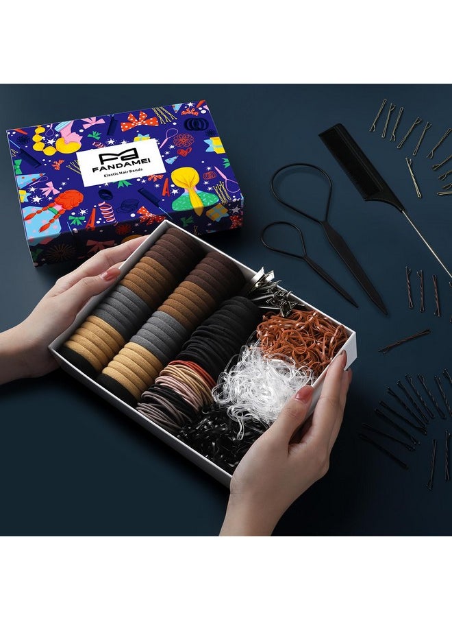 FANDAMEI FANDAMEI Hair Accessories Kit - Elastic Hair Ties, Cotton Bands, Rubber Bands, Hair Pins, Rat Tail Comb for Women  - Image 2