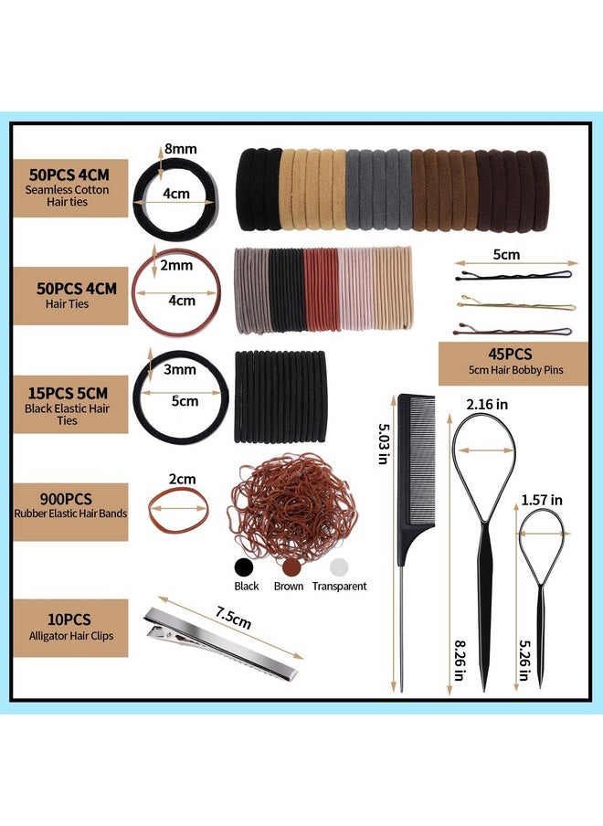 FANDAMEI FANDAMEI Hair Accessories Kit - Elastic Hair Ties, Cotton Bands, Rubber Bands, Hair Pins, Rat Tail Comb for Women  - Image 3