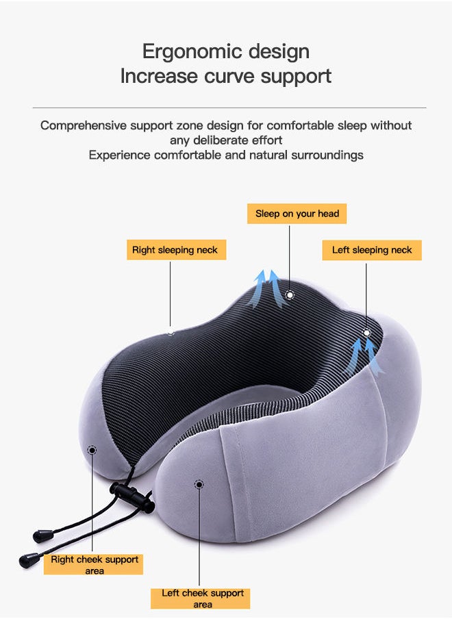 Sharpdo - U-shaped Pillow,Travel Pillow Set Memory Foam U-Neck Pillow Travel Accessories Airplane Travel Kit with 3D Contoured Eye Mask, Earplugs and Storage Bag - Image 1