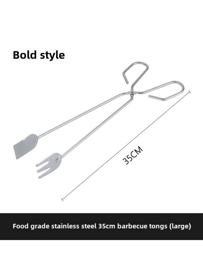 Food Clip Charcoal Barbecue Clip Charcoal Clip Barbecue Clip Carbon Clip Multifunctional Food Clip Charcoal Fire Tongs Special Tool-Color:[bold And Thickened] Large Size 35cm Single Pack - Image 1