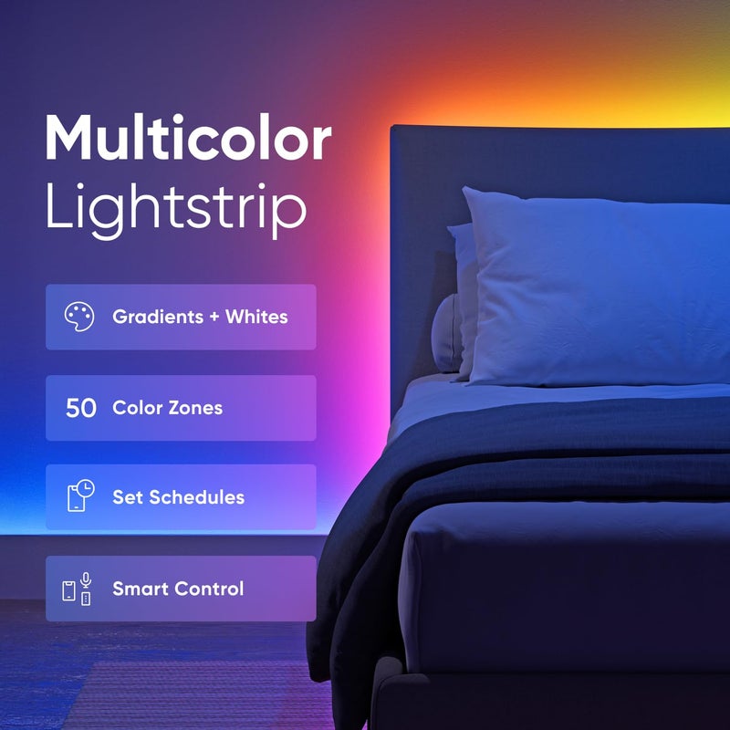 Nanoleaf شرائط إضاءة نانوليف RGBW مع ماتر، 16.4 قدم 50 منطقة لون بلوتوث وواي فاي، أضواء LED ذكية تعمل مع آبل هوم، جوجل هوم، أضواء LED لغرفة النوم، تحكم عبر التطبيق والصوت - Image 2