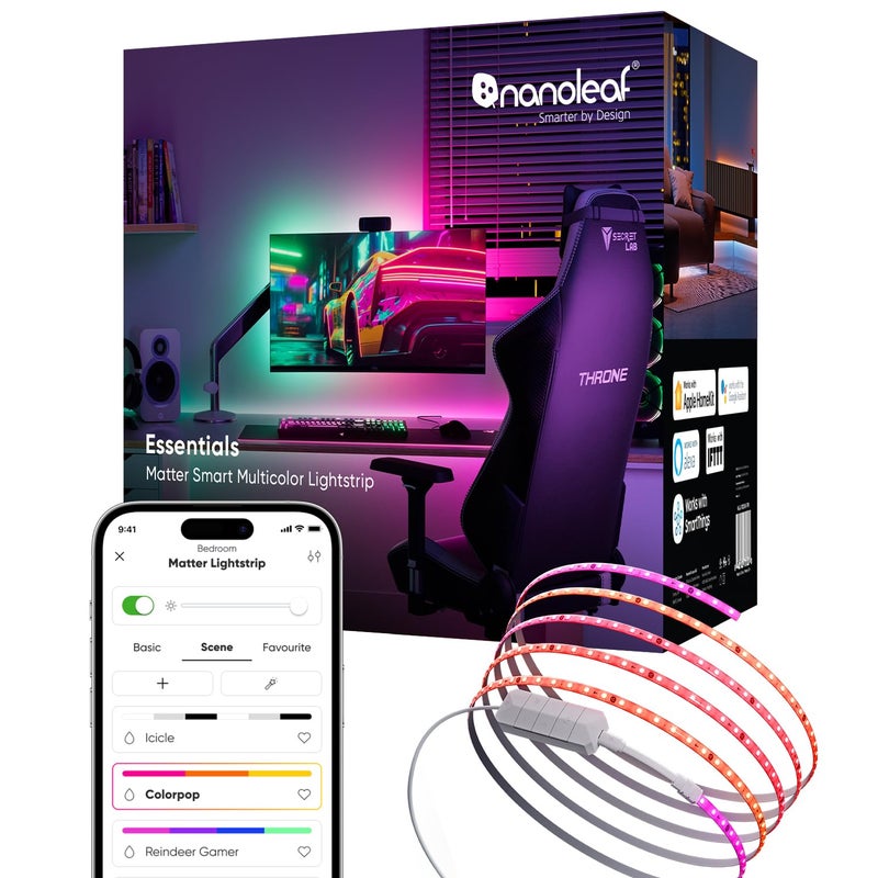 Nanoleaf شرائط إضاءة نانوليف RGBW مع ماتر، 16.4 قدم 50 منطقة لون بلوتوث وواي فاي، أضواء LED ذكية تعمل مع آبل هوم، جوجل هوم، أضواء LED لغرفة النوم، تحكم عبر التطبيق والصوت - Image 1