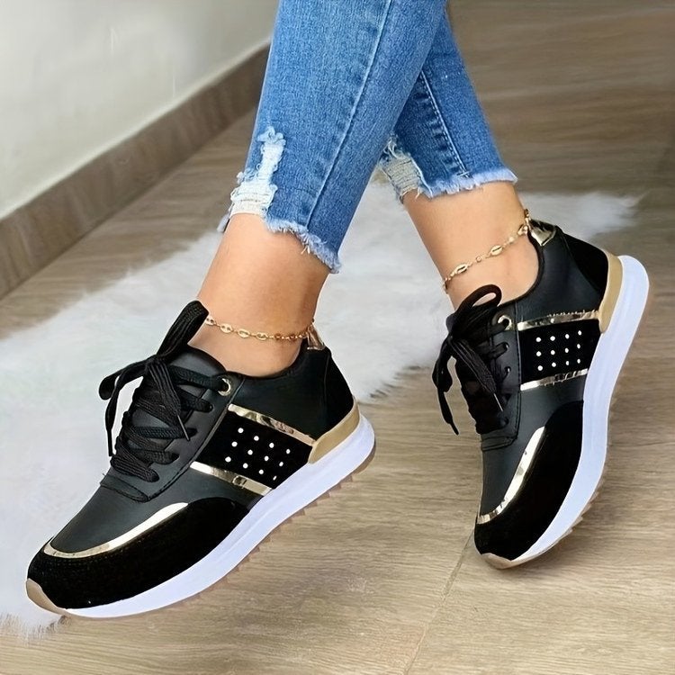 Temu Explosions Cross Strap Casual Round Head Platform Bottom Shoes 2024 Classic Color-Matching Shoes - Image 2