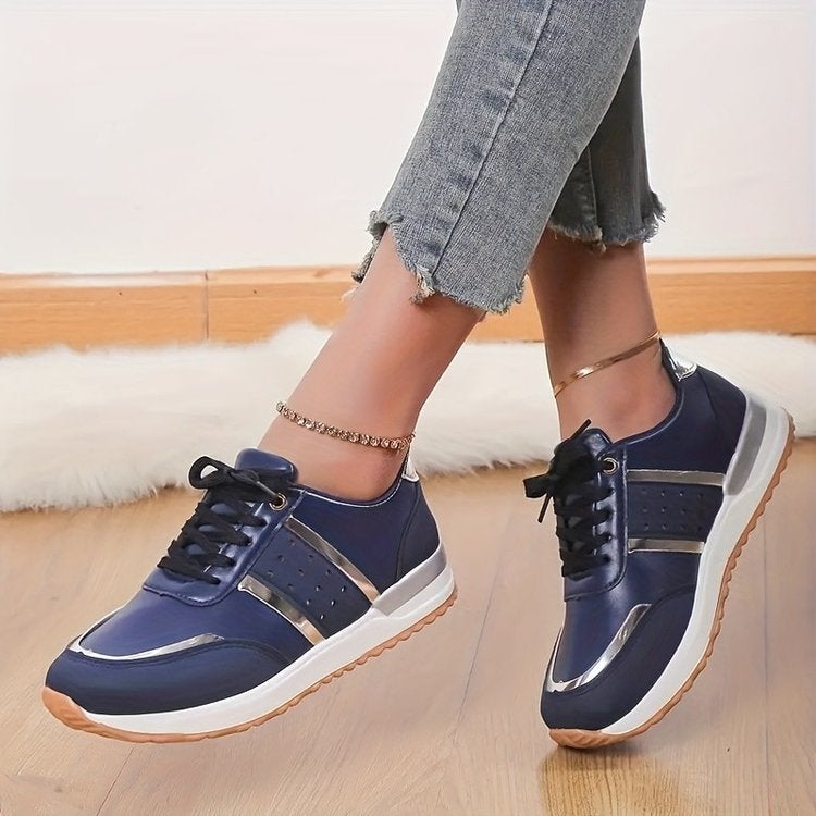 Temu Explosions Cross Strap Casual Round Head Platform Bottom Shoes 2024 Classic Color-Matching Shoes - Image 5