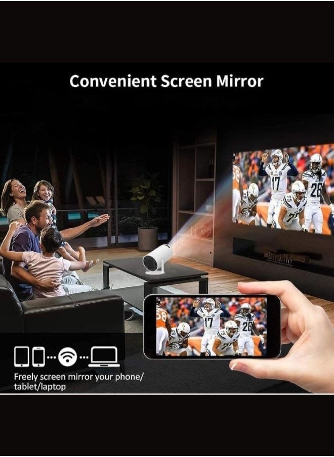 A ZONE 4K HY-300 Pro Mini Projector with WiFi 6 and Bluetooth 5.0 Outdoor Movie Projector Portable Smart Projector for Home Theater Compatible with iOS Android PC DVD (White)  - Image 2