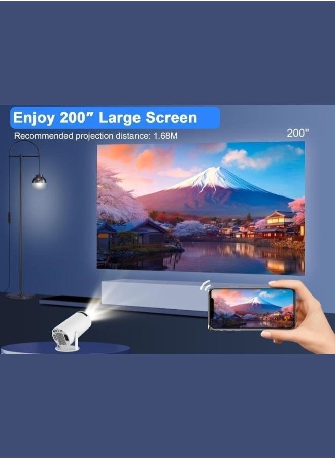 A ZONE 4K HY-300 Pro Mini Projector with WiFi 6 and Bluetooth 5.0 Outdoor Movie Projector Portable Smart Projector for Home Theater Compatible with iOS Android PC DVD (White)  - Image 5