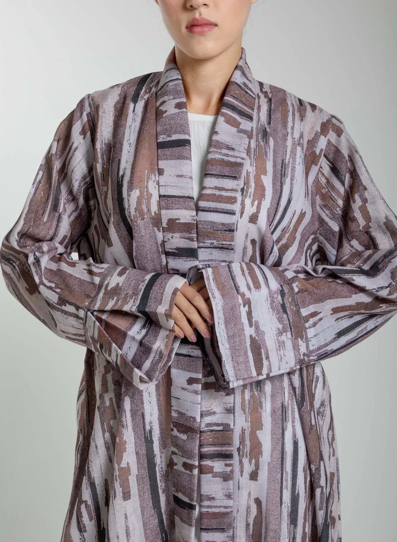 MSquare Fashion Front Open Camouflage Linen Abaya