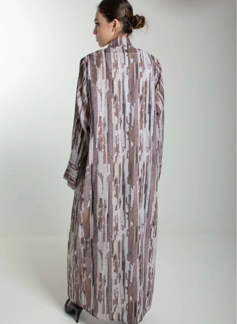 MSquare Fashion Front Open Camouflage Linen Abaya
