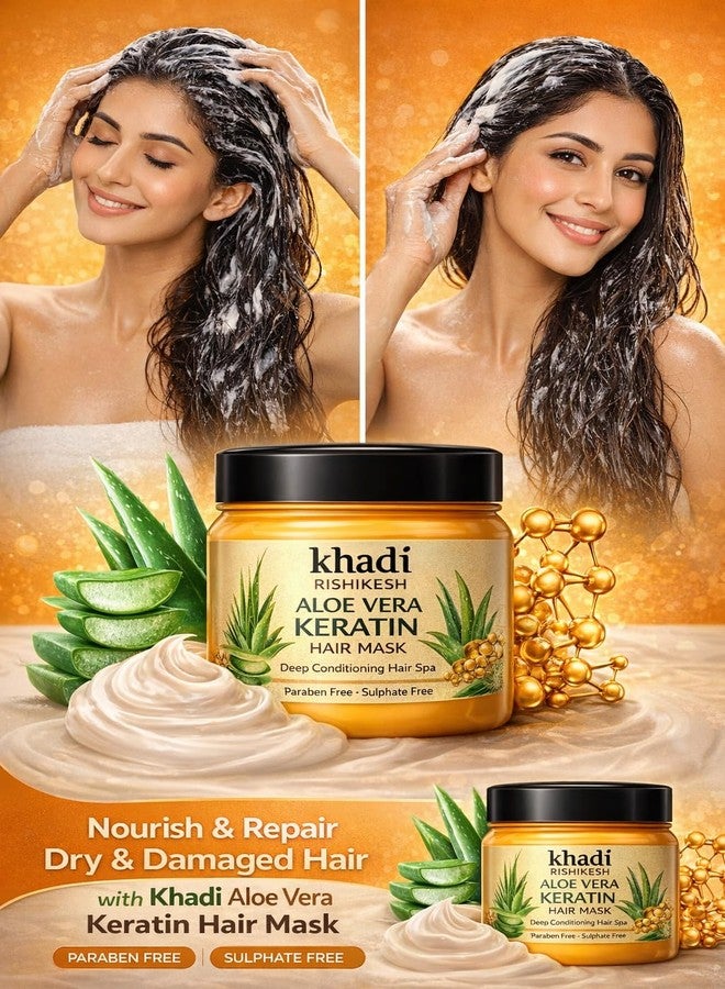 Khadi Rishikesh Aloe Vera Keratin Hair Mask for Dry & Damaged Hair | Deep Conditioning Hair Spa Cream | Reduces Frizz, Repairs Damage & Adds Shine | For Men & Women (hair mask-1) - Image 2