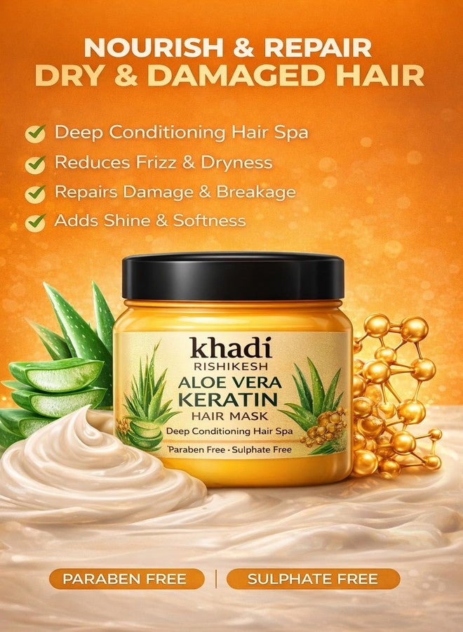 Khadi Rishikesh Aloe Vera Keratin Hair Mask for Dry & Damaged Hair | Deep Conditioning Hair Spa Cream | Reduces Frizz, Repairs Damage & Adds Shine | For Men & Women (hair mask-1) - Image 3
