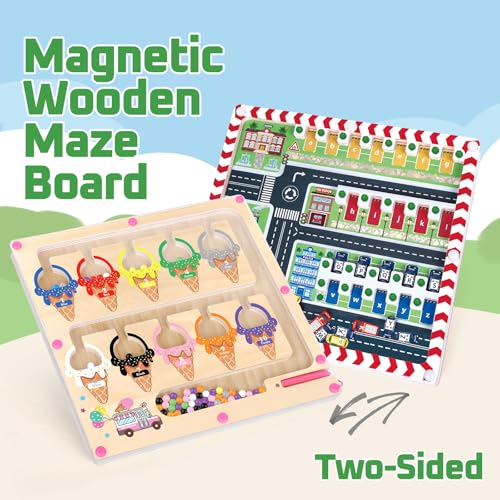 Hoarosall Montessori Toys Magnetic Color and Number Maze Toddler Puzzles Magnetic letters Puzzle Board Double Sided Wooden Magnet Game Montessori Busy Board Educational Toys learning toys for toddlers 36 - Image 5