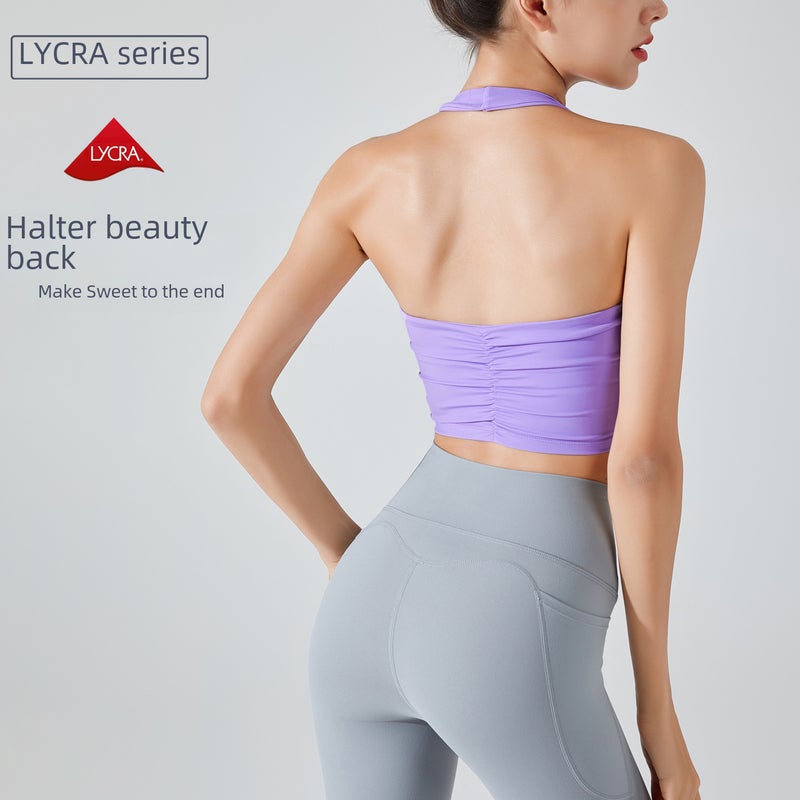 New Halter Sports Bra Top Yoga Gym Lilac  - Image 3