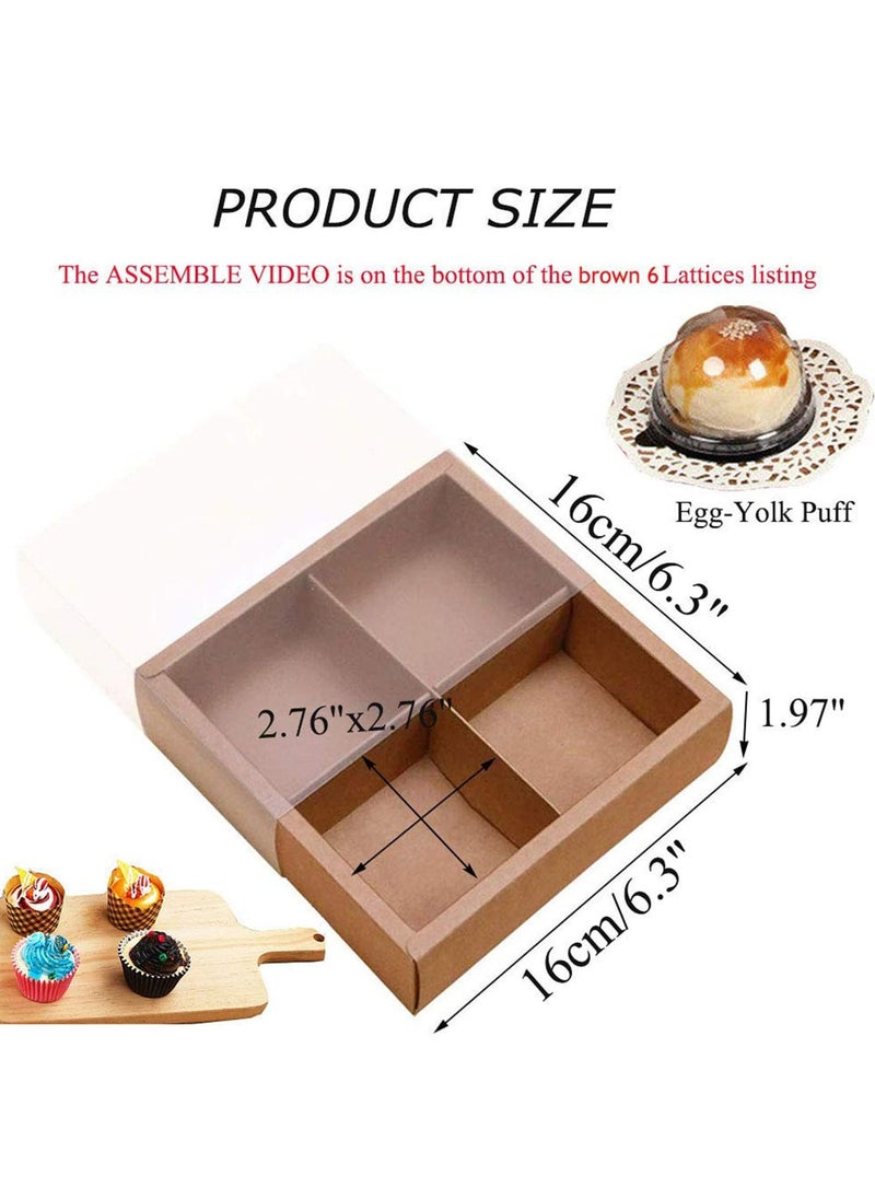 KASTWAVE - Cupcake Boxes with Inserts and Display Windows, Brown Kraft Treats Gift Boxes, Cupcake Containers for Baking Pastries Goodies Biscuits (15 Packs 4 Lattices) - Image 1