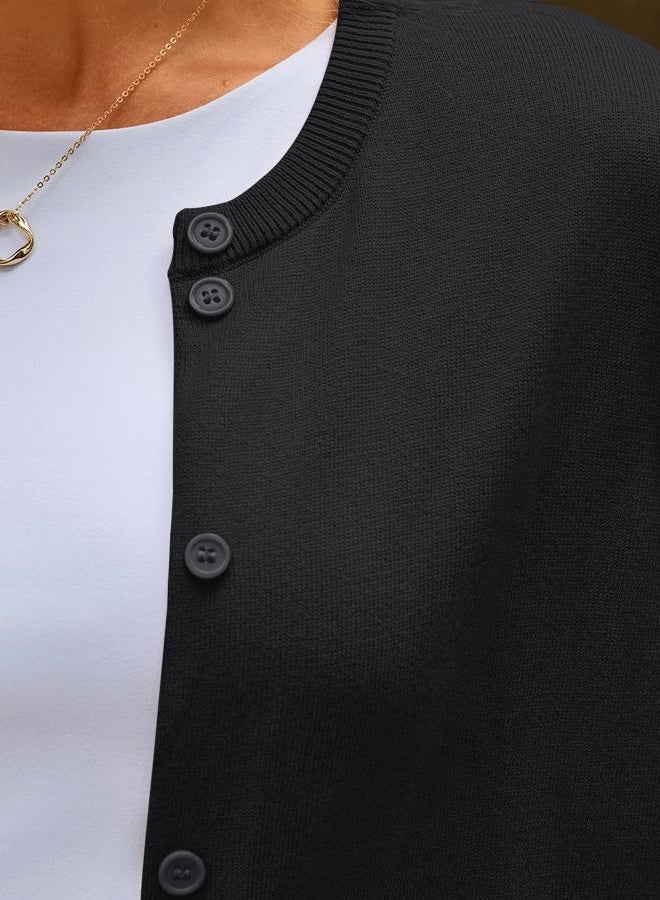 LILLUSORY Women's Fall Cardigan Sweaters 2025 Lightweight Oufits Clothes Fashion Trendy Long Sleeve Tops Casual Jackets, Black, M - Image 5