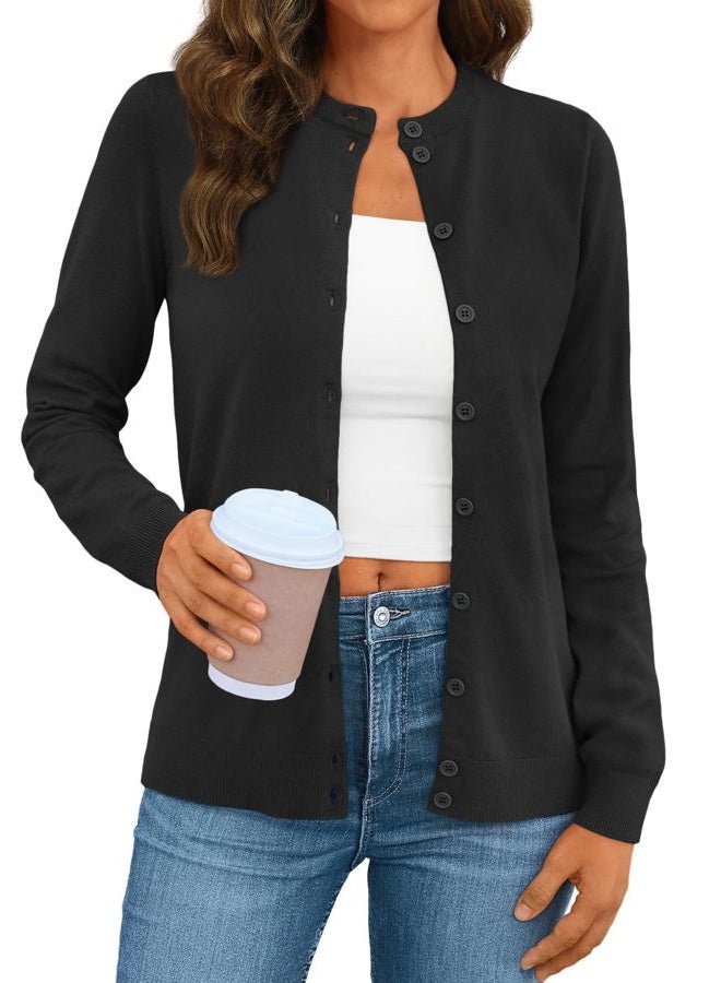 LILLUSORY Women's Fall Cardigan Sweaters 2025 Lightweight Oufits Clothes Fashion Trendy Long Sleeve Tops Casual Jackets, Black, M - Image 1