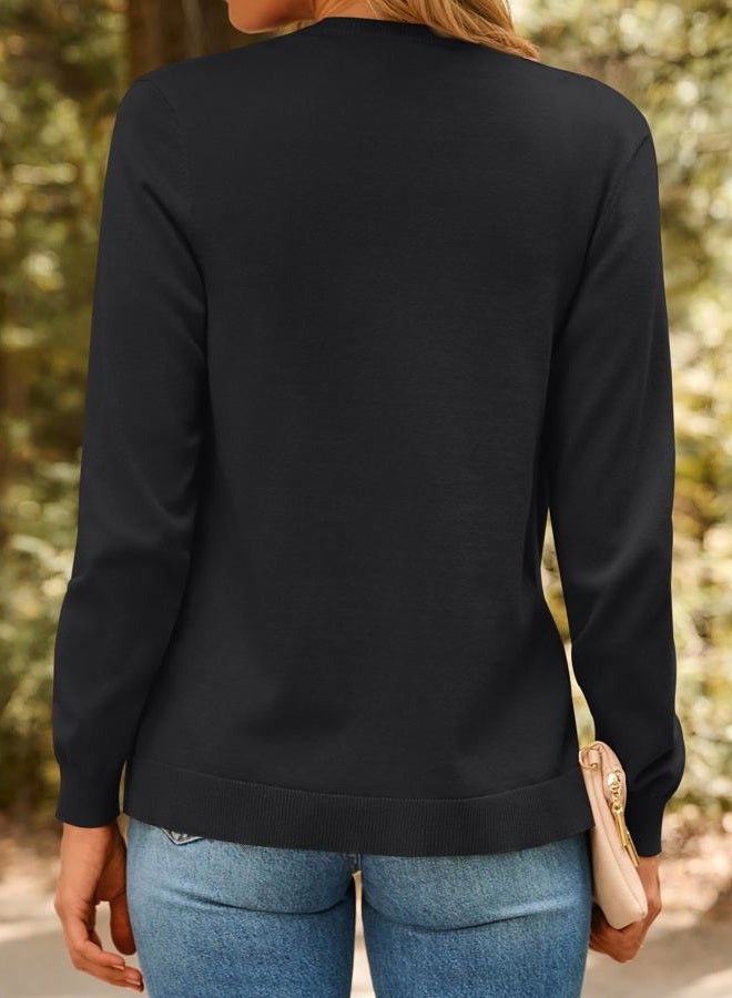 LILLUSORY Women's Fall Cardigan Sweaters 2025 Lightweight Oufits Clothes Fashion Trendy Long Sleeve Tops Casual Jackets, Black, M - Image 4