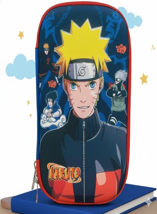 SUBADIKA Naruto Anime Character Design Hard Shell Pencil Case, Multi-Colour Storage Pouch for Stationery and Travel - Image 1
