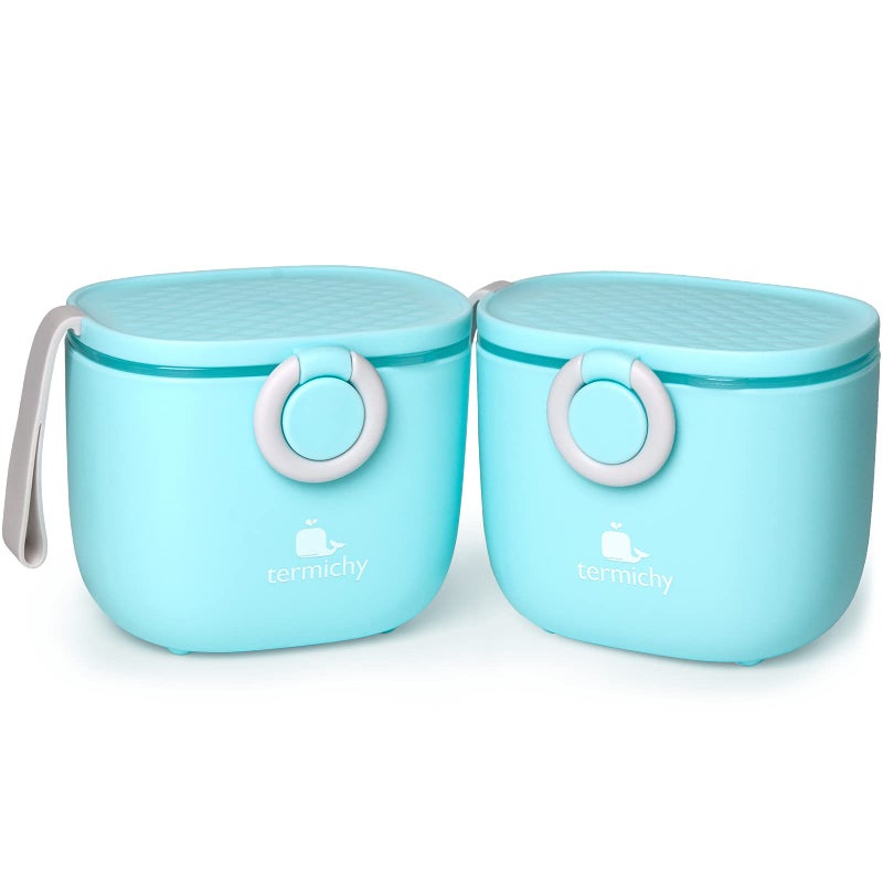 Termichy Baby Formula Dispenser Portable Milk Powder Dispenser Container with Carry Handle and Scoop for Travel Outdoor Activities with Baby Infant 88OZ 055LB 250g Blue2pack