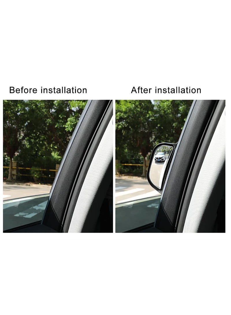 SYOSI Back Passenger Rear View Mirror, Adjustable Blind Spot Mirror, Real Glass, Car Side View Mirror With Convex Surface Stick on B Pillar for Second Row Door Safely Get-Off, 2 PCS - Image 5