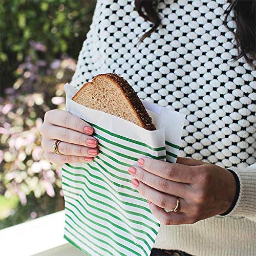Lunchskins Recyclable & Sealable XL Sandwich Bags – 50 Count | Stripe Design | Eco-Friendly Food Storage Bags Made from Grease-Resistant Glassine Paper with Self-Adhesive Closure - Image 5