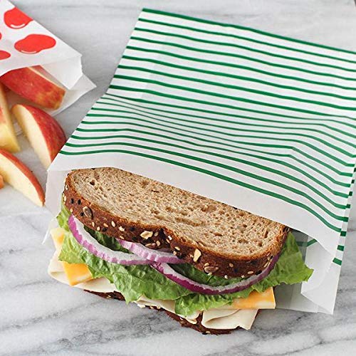 Lunchskins Recyclable & Sealable XL Sandwich Bags – 50 Count | Stripe Design | Eco-Friendly Food Storage Bags Made from Grease-Resistant Glassine Paper with Self-Adhesive Closure - Image 3