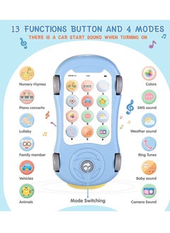 Y&D Baby Cell Phone Toy for 1 Year Old Boy, Multi-Function Car with Music, Star Projector, Kids Pretend Learn Call & Chat, Early Education 2 3 Toddler Girl Boy  - Image 5