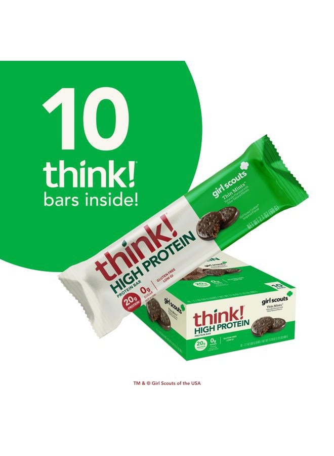 think! Protein Bars, High Protein Snacks, Gluten Free, Low Sugar Energy Bar with Whey Protein Isolate- Chocolate Mint, Pack of 10 - Image 3