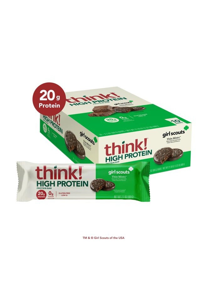 think! Protein Bars, High Protein Snacks, Gluten Free, Low Sugar Energy Bar with Whey Protein Isolate- Chocolate Mint, Pack of 10 - Image 2
