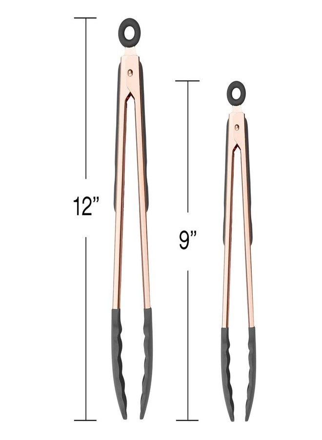 كوك ويذ كولرز طقم ملاقط مطبخ وشواء من الفولاذ المقاوم للصدأ برؤوس سيليكون، قطعتان، رمادي - Image 5