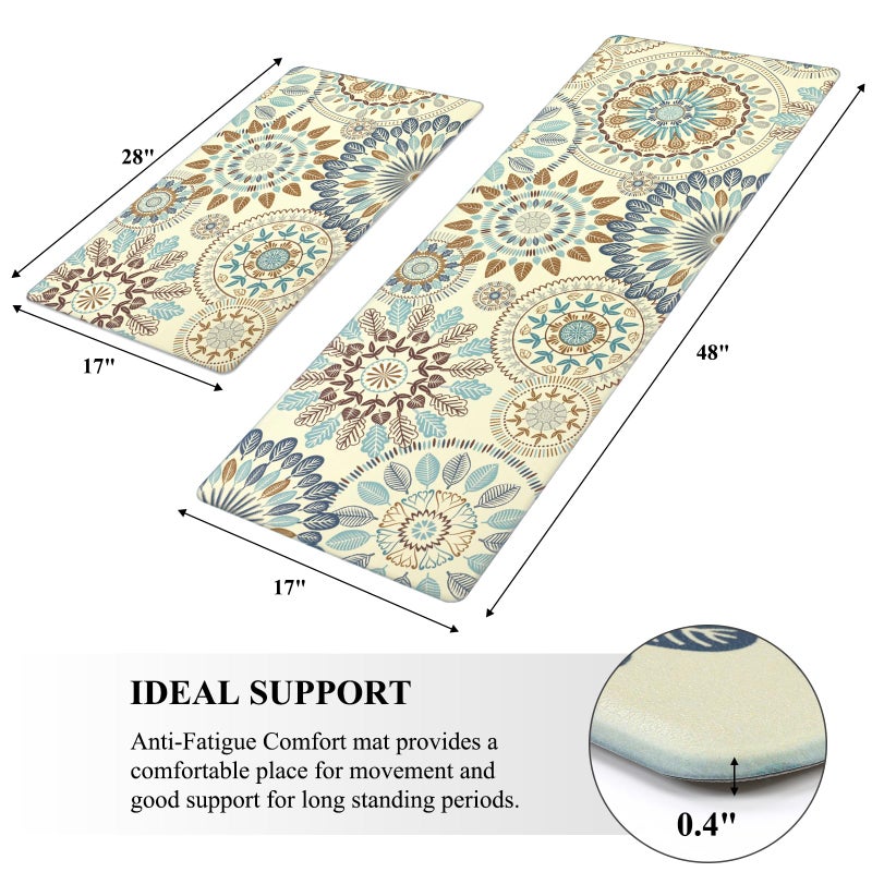 Pauwer Boho Kitchen Rugs Set of 2 Anti Fatigue Mats for Kitchen Floor Cushioned Kitchen Rugs and Mats Non Skid Waterproof Kitchen Runner Comfort Standing Mat - Image 5