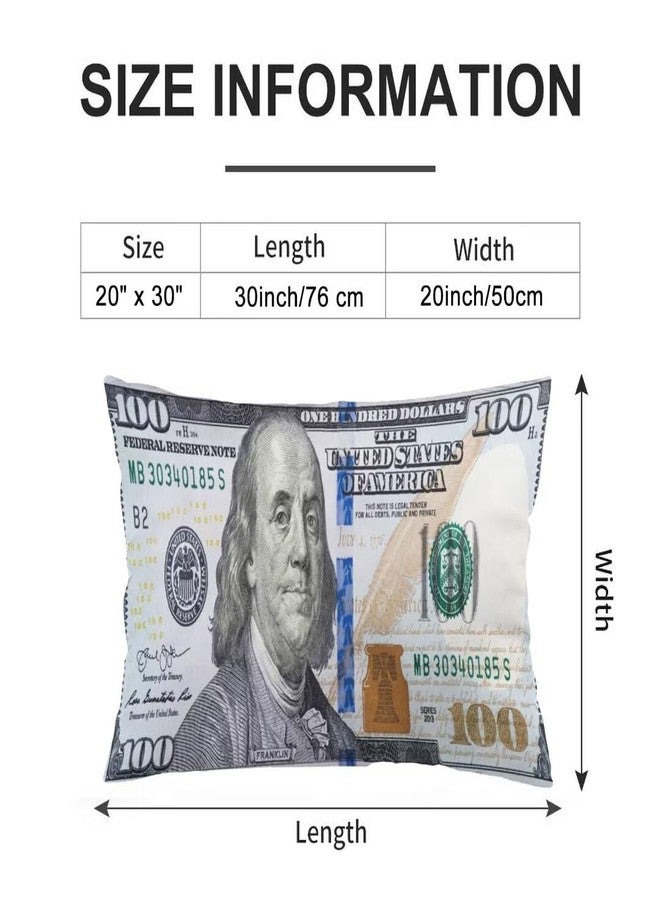 KENADVI Money Throw Pillow Cover Queen Size Set of 2, 100 Dollar Bill USA Money Funny Hundred Dollar, Lumbar Pillow Case Standard Size Pillow Cover with Zipper, 20"x30" - Image 4
