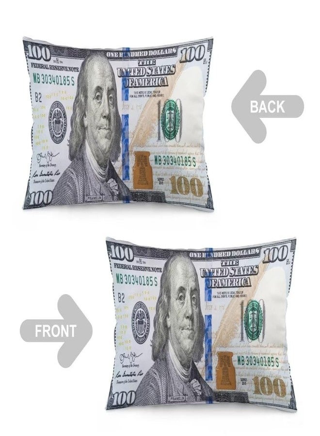 KENADVI Money Throw Pillow Cover Queen Size Set of 2, 100 Dollar Bill USA Money Funny Hundred Dollar, Lumbar Pillow Case Standard Size Pillow Cover with Zipper, 20"x30" - Image 5