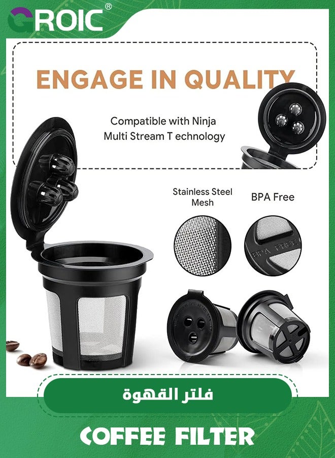 جرويك Coffee Filter,Reusable Coffee Filter Set,Durable Stainless Steel Holder Mesh Funnel Baskets,Stainless Steel Mesh Coffee Filter,Coffee Supplies - Image 2
