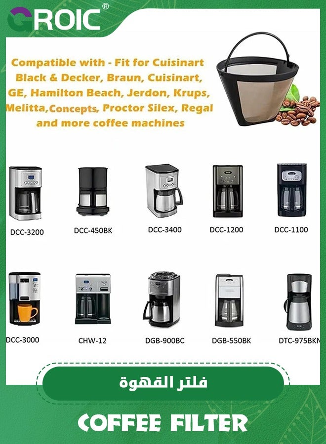 جرويك Coffee Filter,Reusable Coffee Filter Set,Durable Stainless Steel Holder Mesh Funnel Baskets,Stainless Steel Mesh Coffee Filter,Coffee Supplies - Image 3