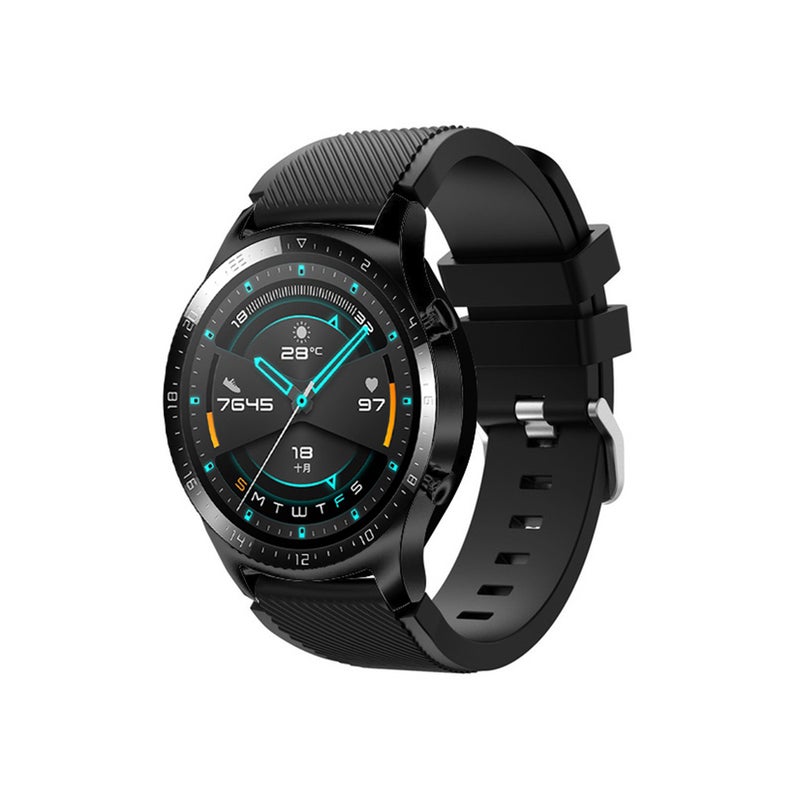 22mm Silicone Watch Strap Band Replacement with Buckle Stripe Surface Black - Image 1