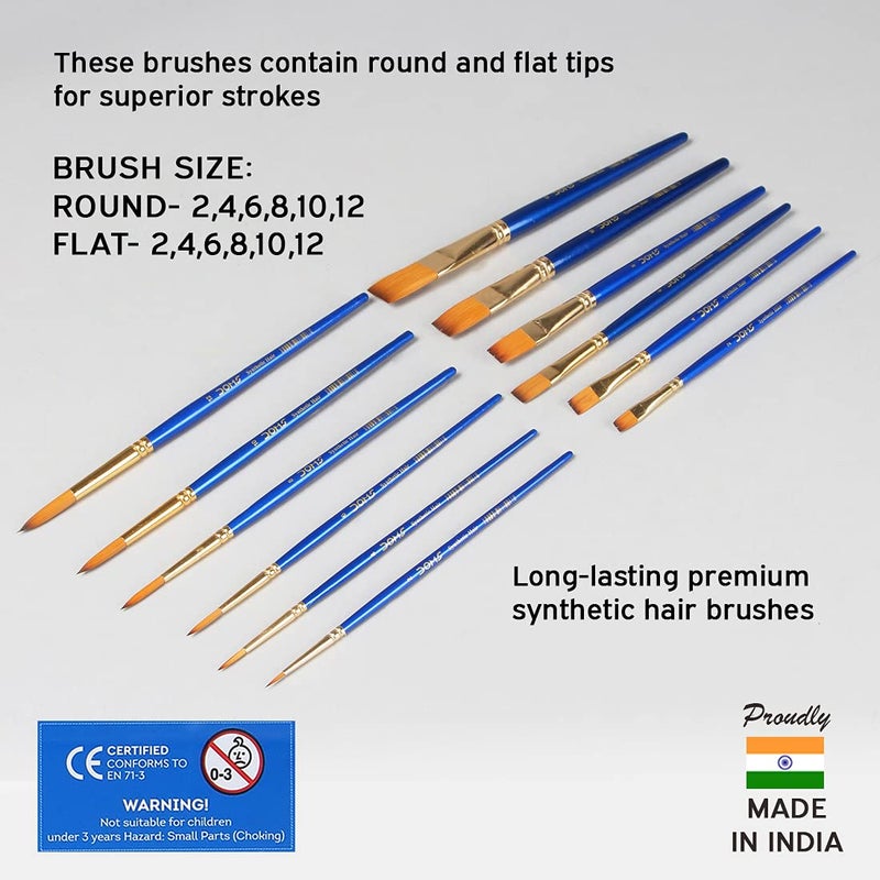 DOMS Artistic Paint Brush Set with Zip Case (12 Brushes x 1 Set) - Image 5