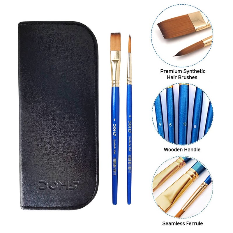 DOMS Artistic Paint Brush Set with Zip Case (12 Brushes x 1 Set) - Image 4