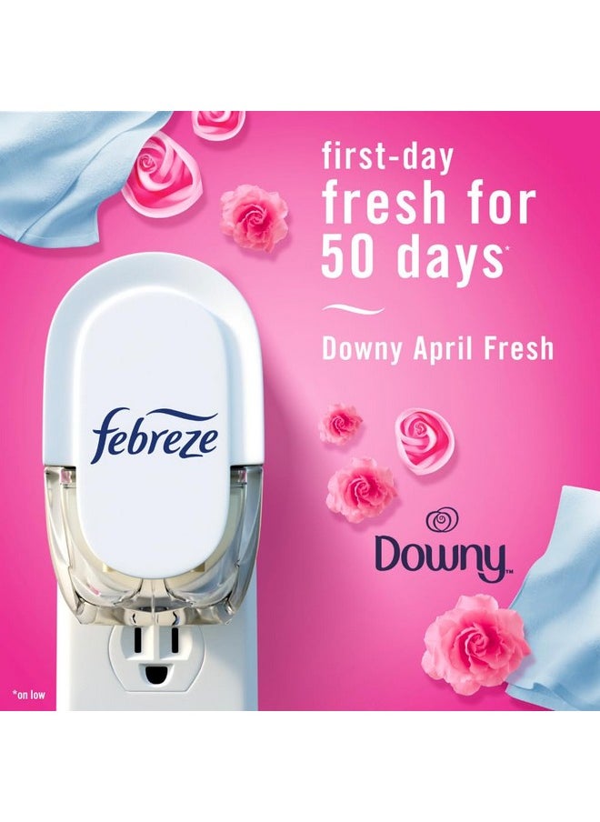 febreze Febreze Plug In Air Freshener, Odor-Fighting Scented Oil Starter Kit, Air Fresheners for Home and Bathroom and Kitchen, Long Lasting for Strong Odors, Downy April Fresh Scent, Warmer + 2 Refill  - Image 4