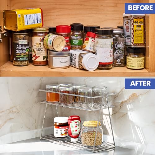 WonderStand NIMBUS | 2-Tier Countertop Spice Rack Storage Shelf Organizer and Home/Kitchen Spice Rack (Stainless Steel) - Image 5