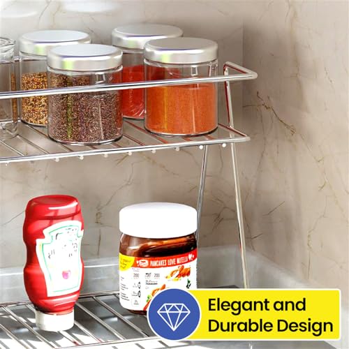 WonderStand NIMBUS | 2-Tier Countertop Spice Rack Storage Shelf Organizer and Home/Kitchen Spice Rack (Stainless Steel) - Image 4