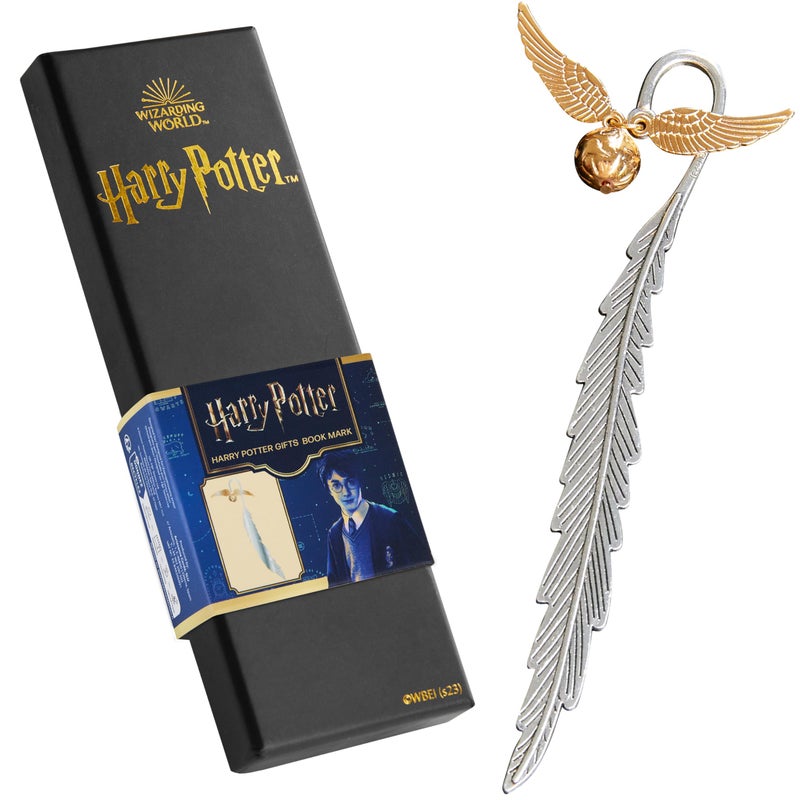 Harry Potter Metal Bookmark with Hanging Charm Golden Snitch Hogwarts Reading Gifts Book Lovers Gift Box (Golden Snitch) - Image 1