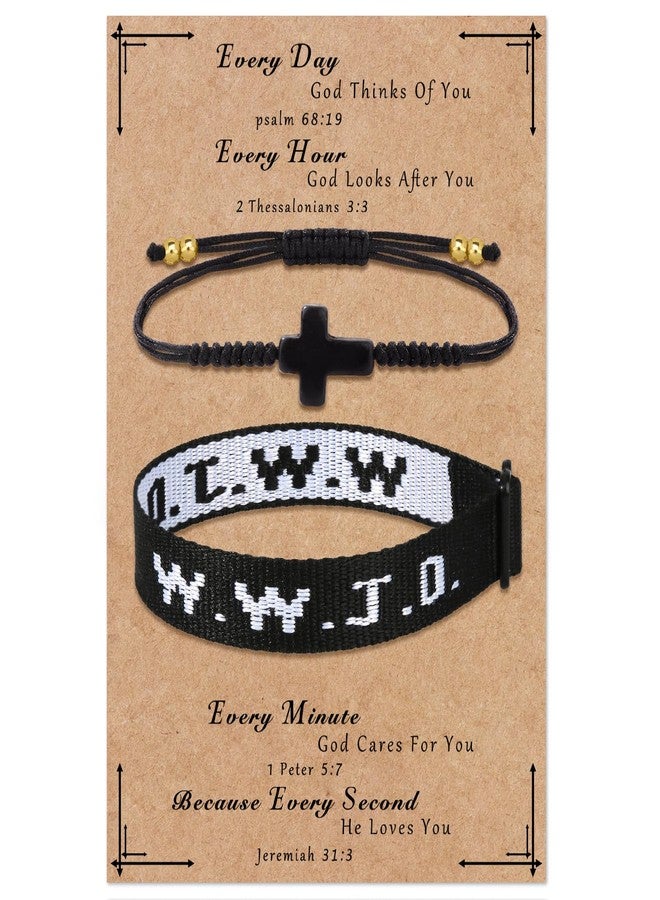 Raicegs WWJD Bracelet Cross String Bracelets for Women Men Christian Gift Jesus Bracelets Faith Religious Easter Christian Jewelry for Women - Image 1