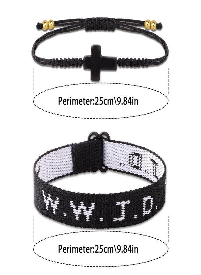 Raicegs WWJD Bracelet Cross String Bracelets for Women Men Christian Gift Jesus Bracelets Faith Religious Easter Christian Jewelry for Women - Image 3