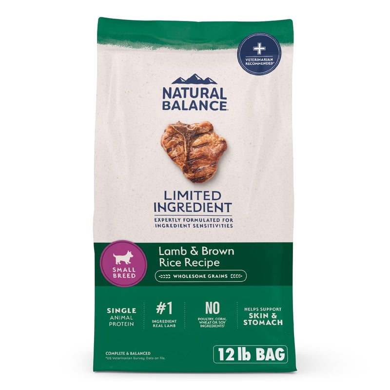 Natural Balance Limited Ingredient Small-Breed Adult Dry Dog Food with Healthy Grains, Lamb & Brown Rice Recipe, 12 Pound (Pack of 1) - Image 1