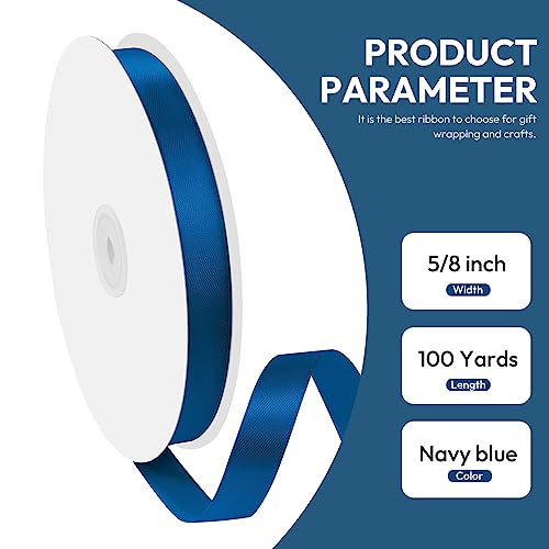 Quhora 58 x 100 Yards Satin Ribbon Navy Blue Silk Ribbon with Spool Ideal for Gift Wrapping Floral Bouquets Crafts Wedding Party Decorations Christmas and Sewing Projects - Image 5