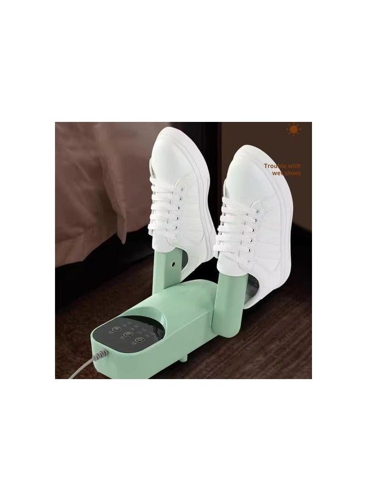 Smart dual electric shoe dryer with warm air technology – Fast and safe drying for all types of shoes and boots. Removes moisture, odors, and bacteria. Maintains shoe shape and extends life. Modern, energy-saving design with temperature and time control. Suitable for home and travel. (Green) 4584 - Image 4
